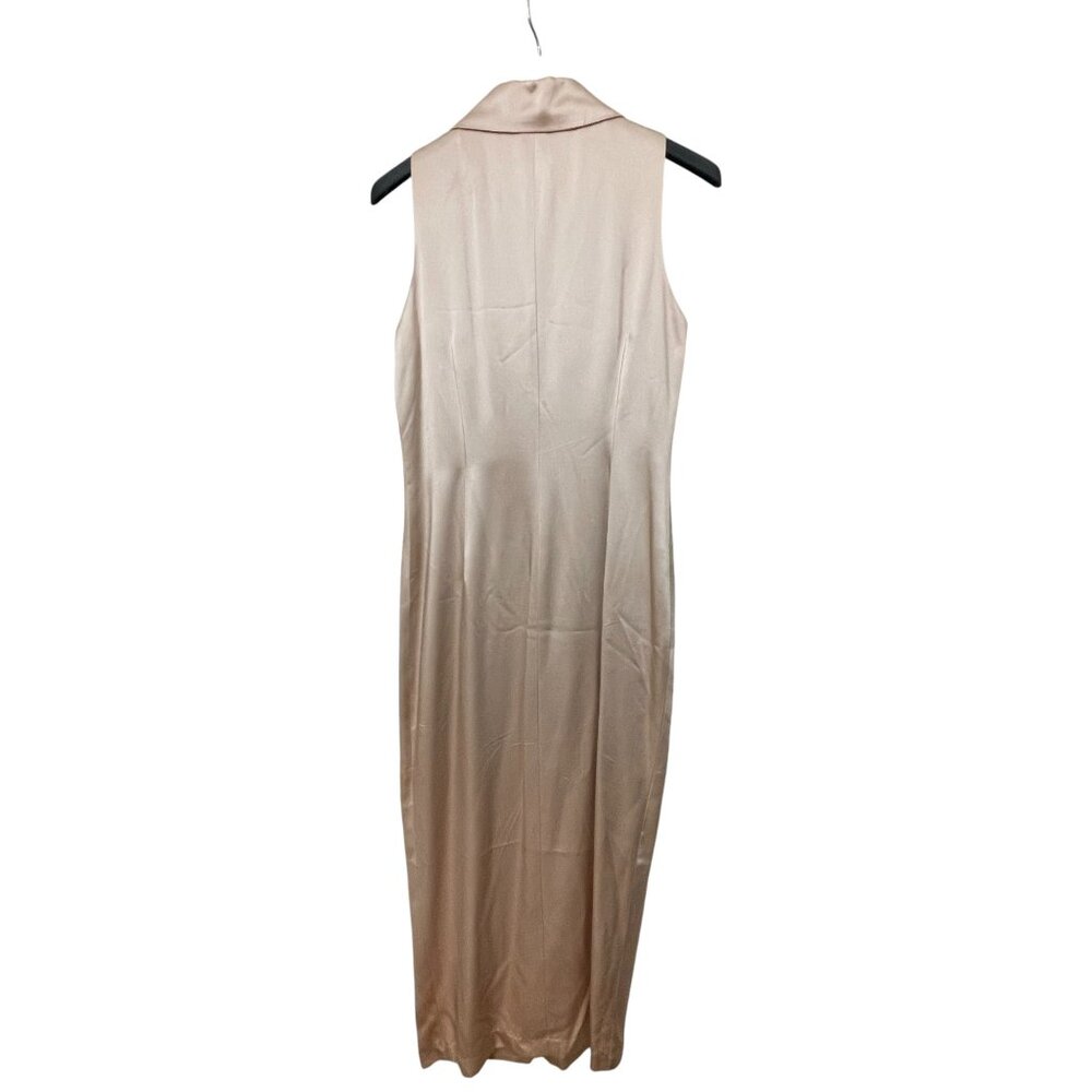 Rare Couture Jan Micole Vintage Peau de Soie Sleeveless Sheath Dress w/ Buttons - Picture 7 of 12